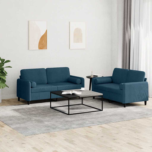 Set de canapele cu perne, 2 piese, albastru, catifea - WALTI WALTI