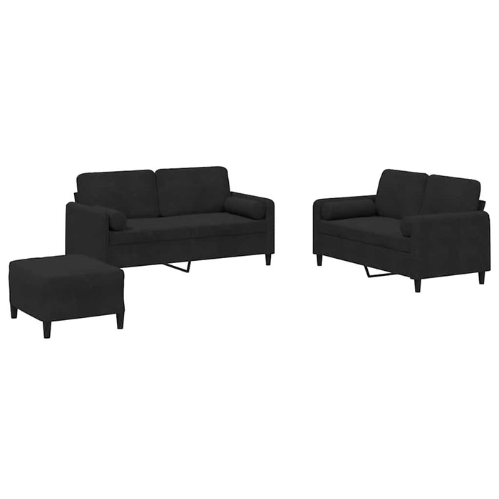 Set de canapele cu perne, 3 piese, negru, catifea - WALTI WALTI