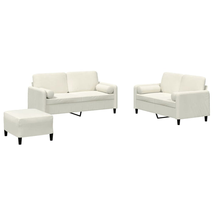 Set de canapele cu perne, 3 piese, crem, catifea - WALTI WALTI