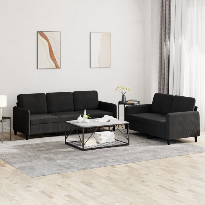 Set canapea 2 piese, negru, catifea - WALTI WALTI