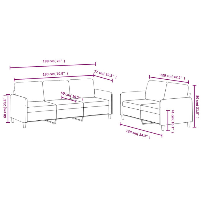 Set canapea 2 piese, crem, catifea WALTI