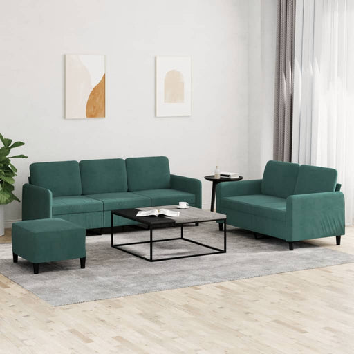Set de canapele, 3 piese, verde închis, catifea - WALTI WALTI