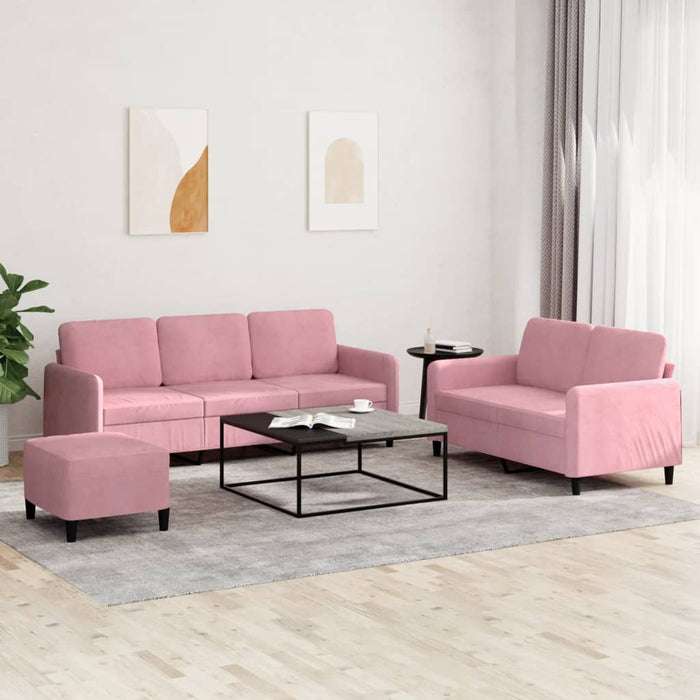 Set de canapele, 3 piese, roz, catifea WALTI