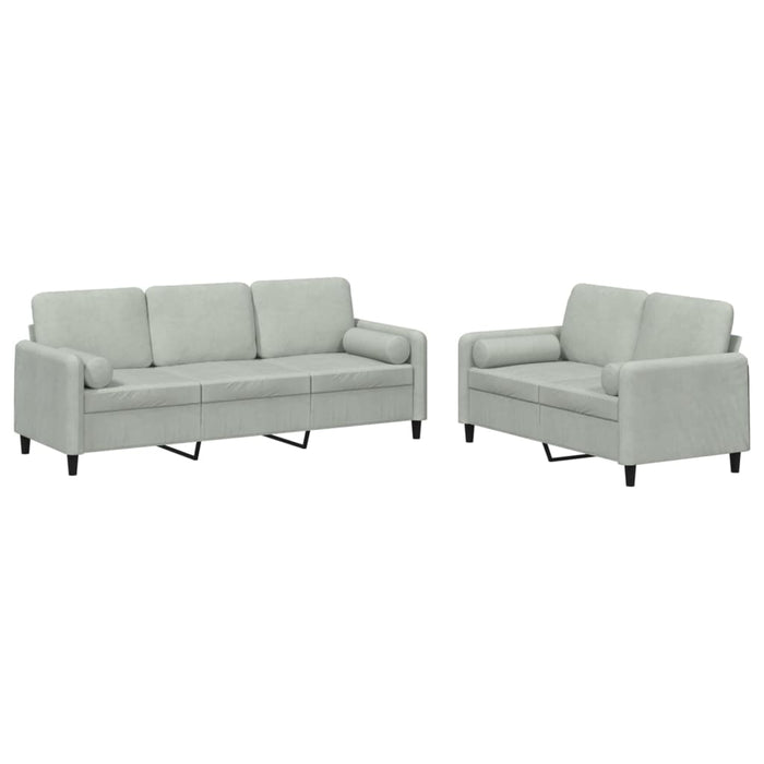 Set canapea cu perne, 2 piese, gri deschis, catifea - WALTI WALTI