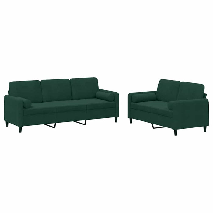 Set canapea cu perne, 2 piese, verde închis, catifea - WALTI WALTI