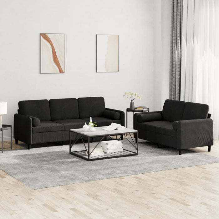 Set canapea cu perne, 2 piese, roz, catifea WALTI