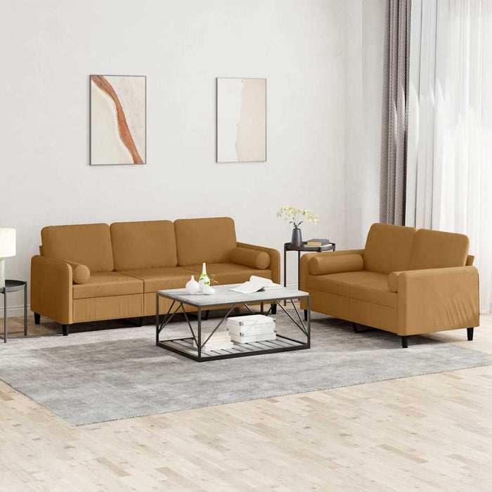 Set de canapele cu perne, 2 piese, maro, catifea WALTI