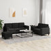 Set de canapele cu perne, 3 piese, negru, catifea - WALTI WALTI