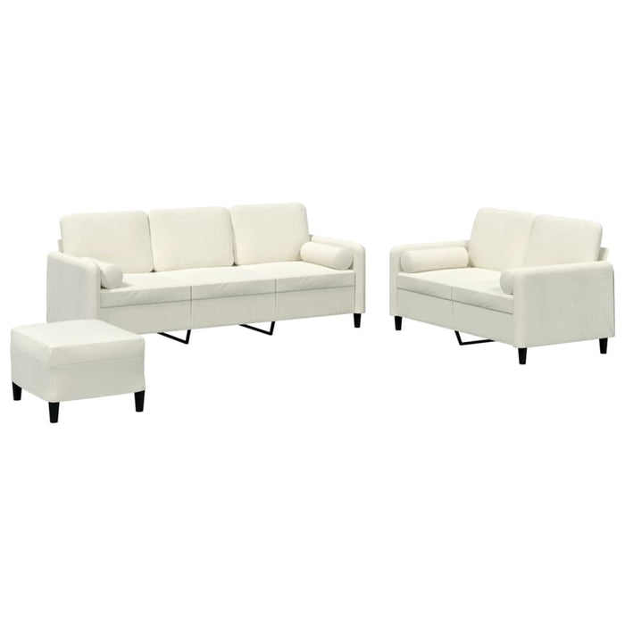 Set de canapele cu perne, 3 piese, crem, catifea - WALTI WALTI
