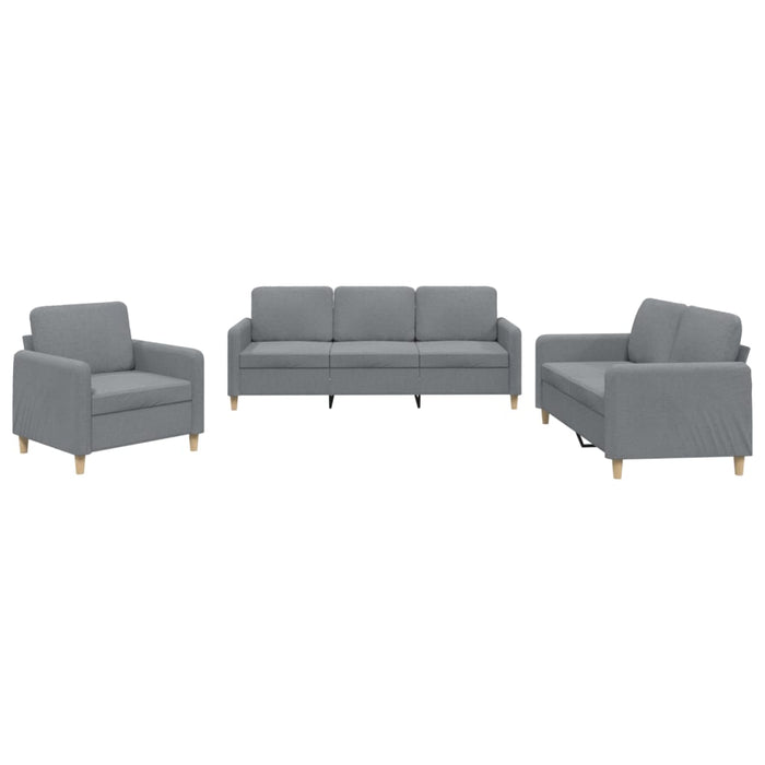 Set de canapele cu perne, 3 piese, gri deschis, textil - WALTI WALTI