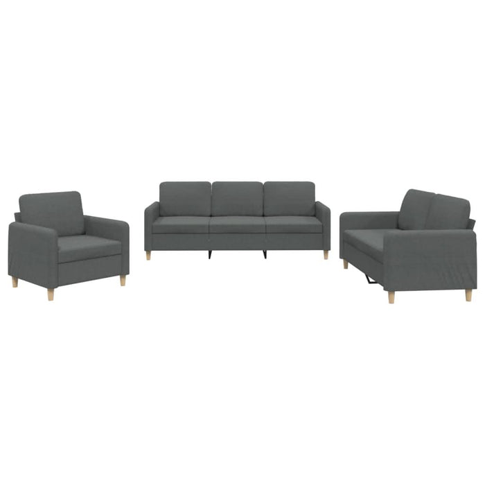 Set de canapele cu perne, 3 piese, gri închis, textil - WALTI WALTI