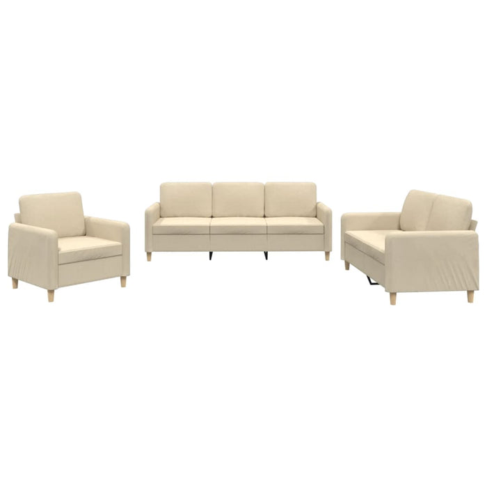 Set de canapele cu perne, 3 piese, crem, textil - WALTI WALTI