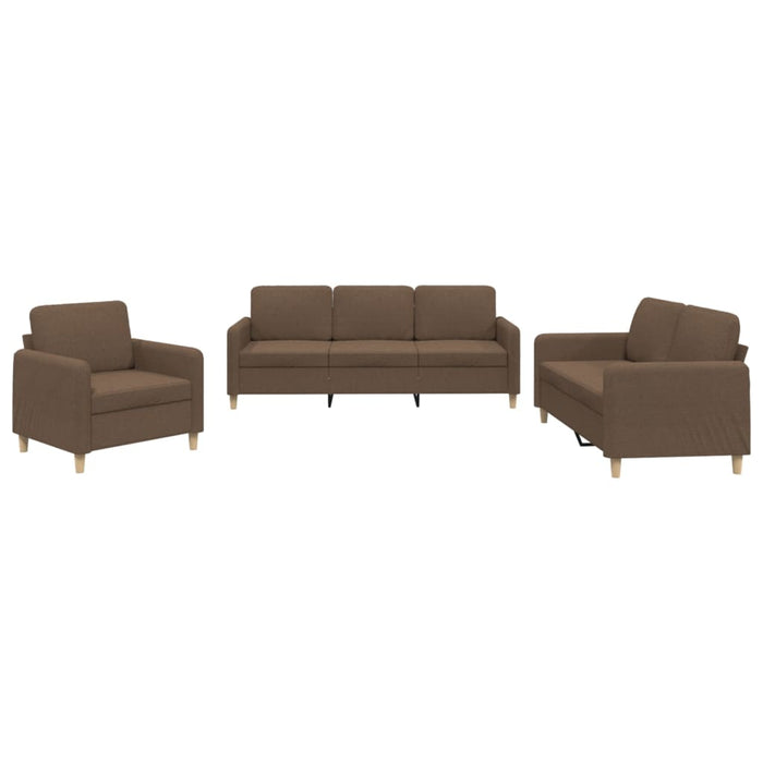 Set de canapele cu perne, 3 piese, maro, textil - WALTI WALTI
