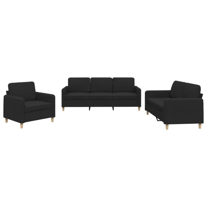 Set de canapele cu perne, 3 piese, negru, textil - WALTI WALTI