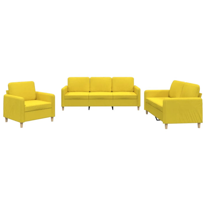 Set de canapele cu perne, 3 piese, galben deschis, textil - WALTI WALTI