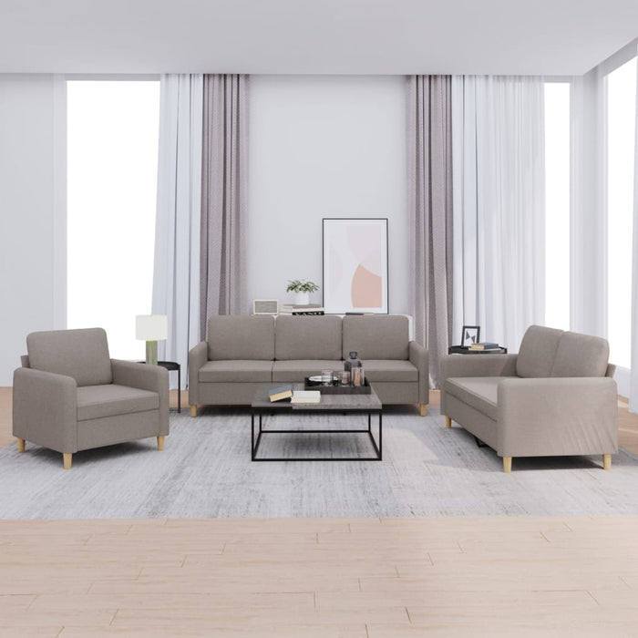 Set de canapea cu perne, 3 piese, gri taupe, material textil - WALTI WALTI