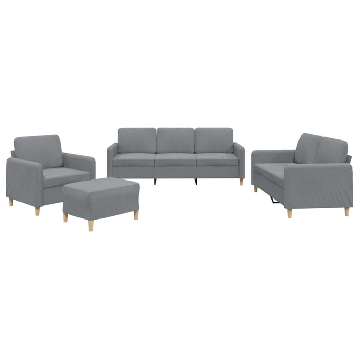 Set de canapele cu perne, 4 piese, gri deschis, textil - WALTI WALTI