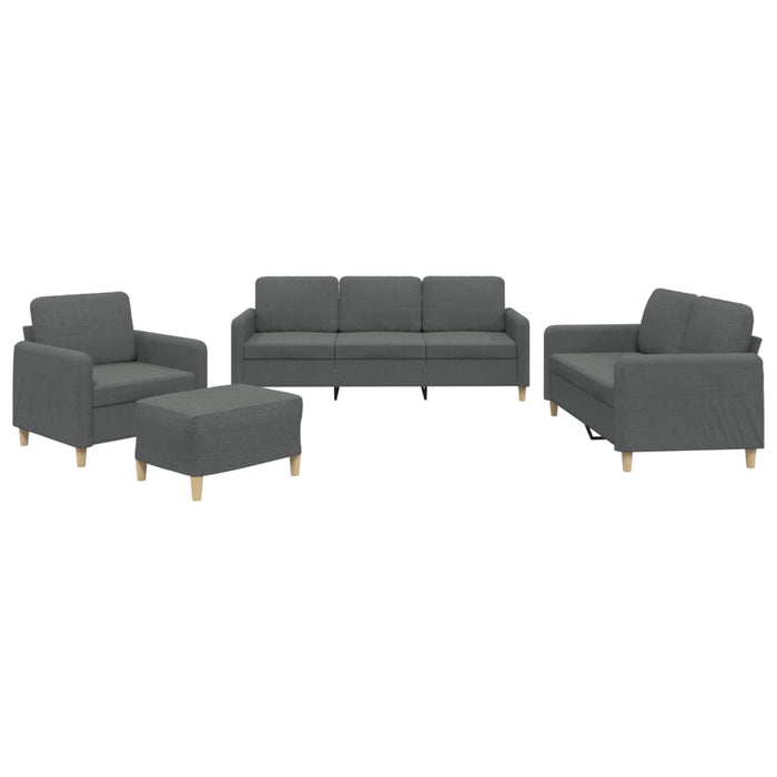 Set de canapele cu perne, 4 piese, gri închis, textil - WALTI WALTI
