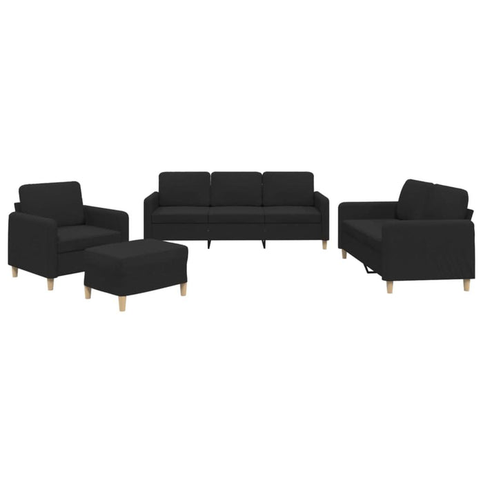 Set de canapele cu perne, 4 piese, negru, textil - WALTI WALTI