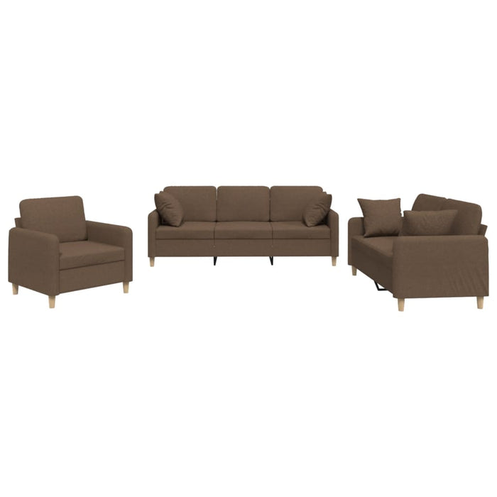 Set de canapele cu perne, 3 piese, maro, textil - WALTI WALTI