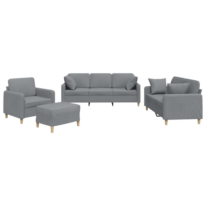 Set de canapele cu perne, 4 piese, gri deschis, material textil - WALTI WALTI