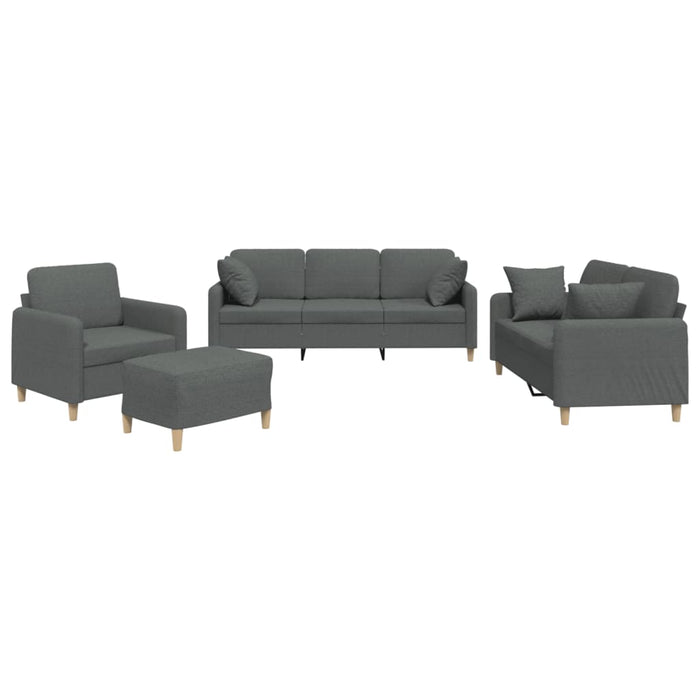 Set de canapele cu perne, 4 piese, gri închis, material textil - WALTI WALTI