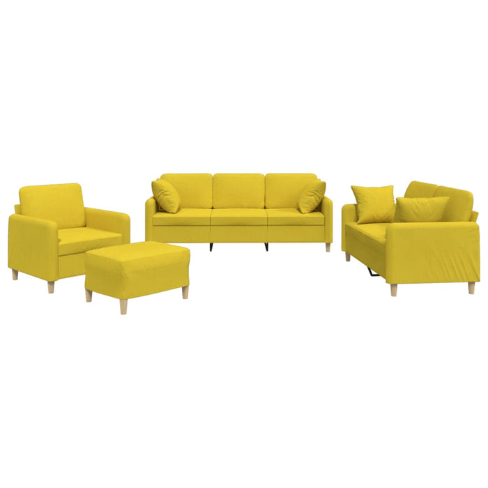 Set de canapele cu perne, 4 piese, galben deschis, textil WALTI