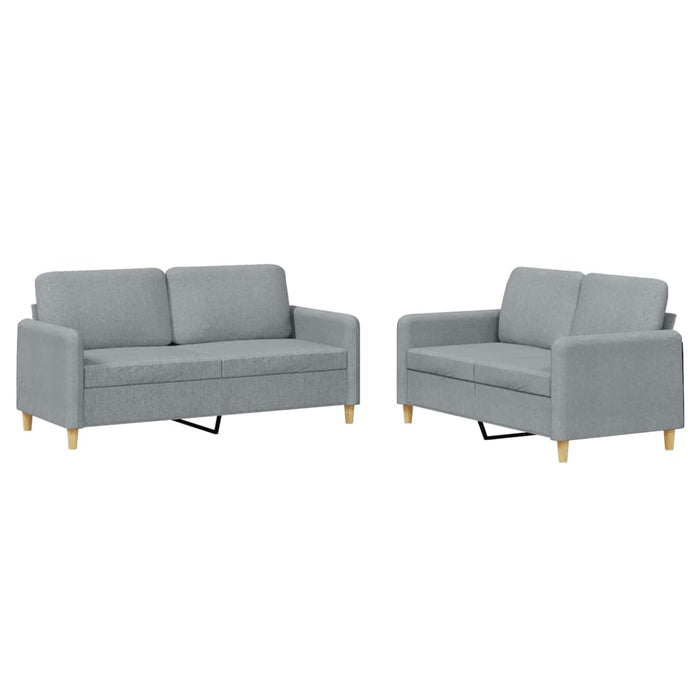 Set de canapele cu perne, 2 piese, gri deschis, textil - WALTI WALTI