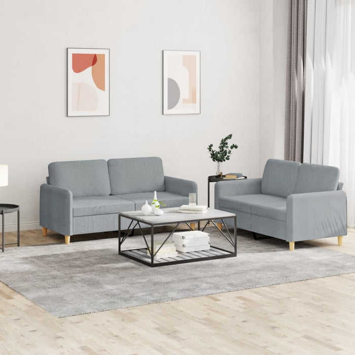 Set de canapele cu perne, 2 piese, gri deschis, textil - WALTI WALTI
