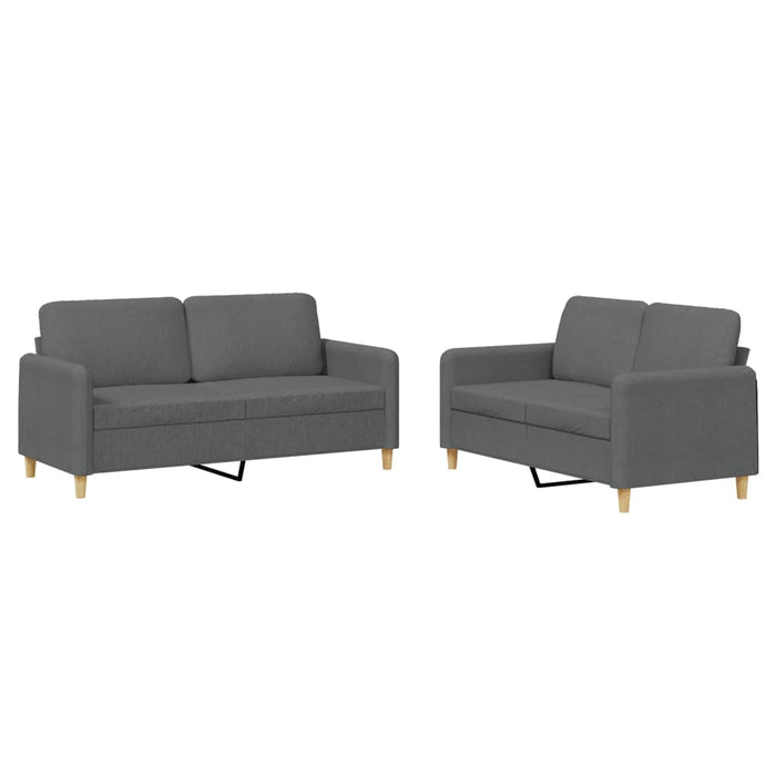 Set de canapele cu perne, 2 piese, gri închis, textil - WALTI WALTI