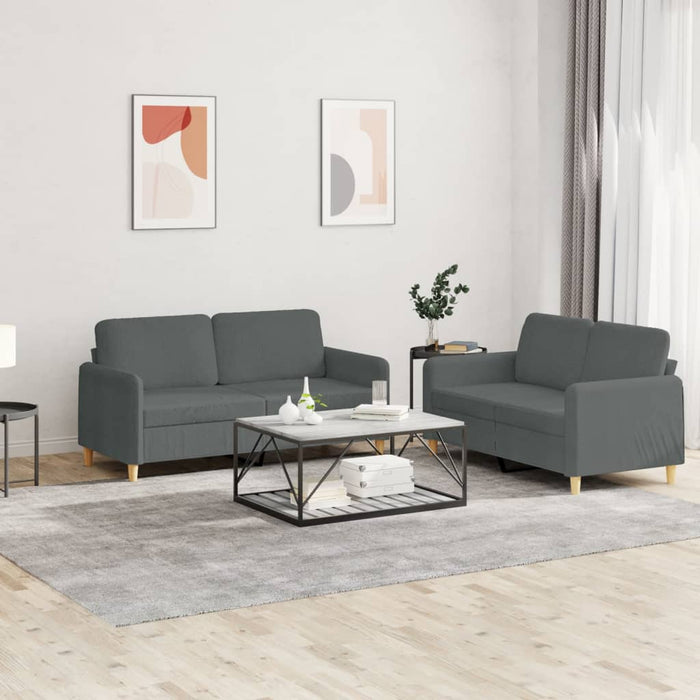 Set de canapele cu perne, 2 piese, gri închis, textil - WALTI WALTI