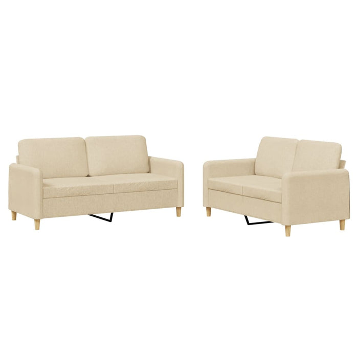 Set de canapele cu perne, 2 piese, crem, textil - WALTI WALTI