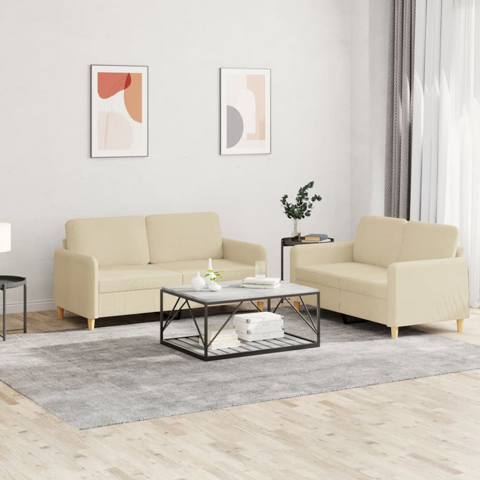 Set de canapele cu perne, 2 piese, crem, textil - WALTI WALTI