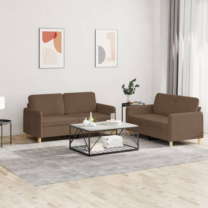 Set de canapele cu perne, 2 piese, maro, textil - WALTI WALTI