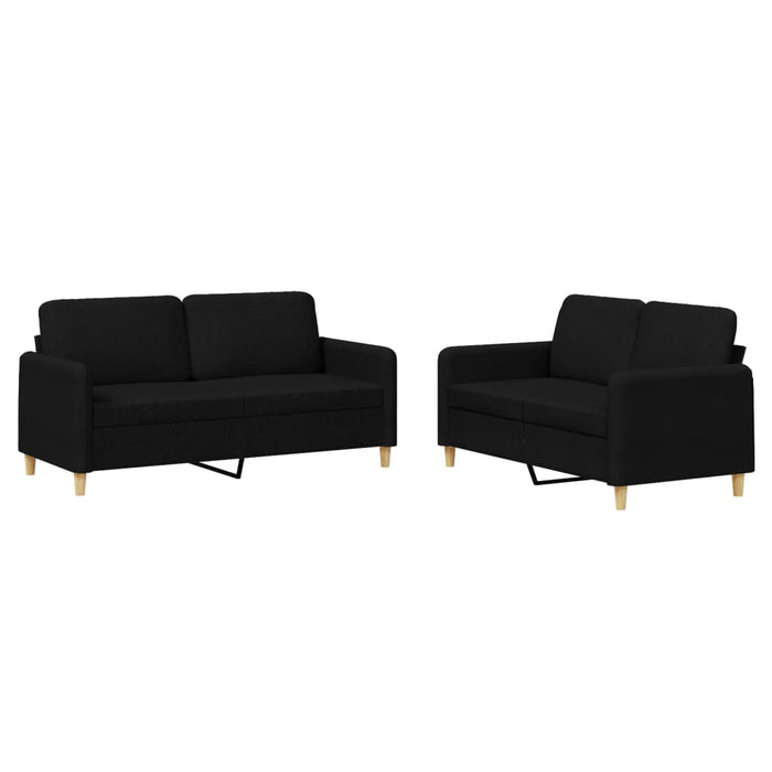 Set de canapele cu perne, 2 piese, negru, textil - WALTI WALTI