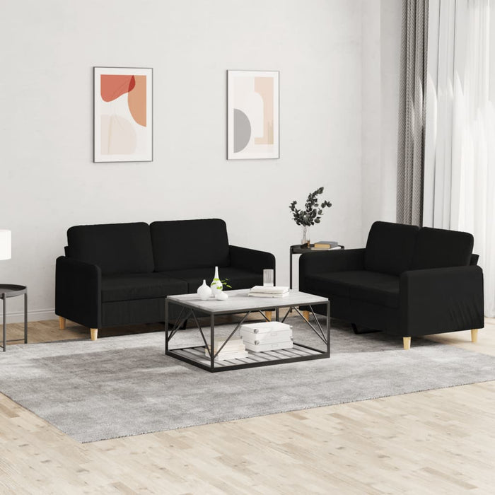 Set de canapele cu perne, 2 piese, negru, textil - WALTI WALTI