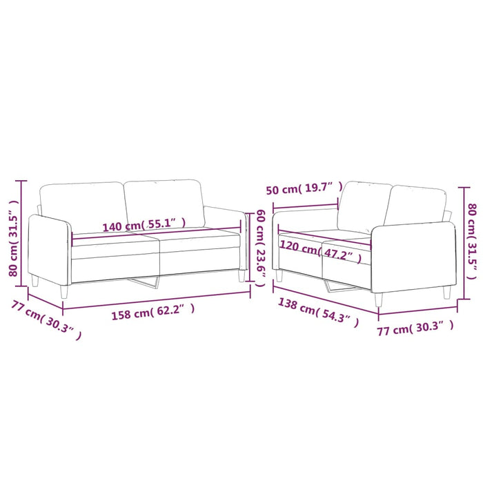 Set de canapea cu perne, 2 piese, gri taupe, material textil - WALTI WALTI