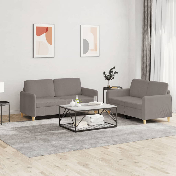 Set de canapea cu perne, 2 piese, gri taupe, material textil - WALTI WALTI