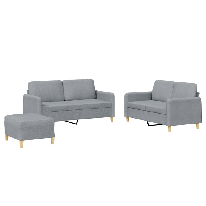 Set de canapele cu perne, 3 piese, gri deschis, textil - WALTI WALTI
