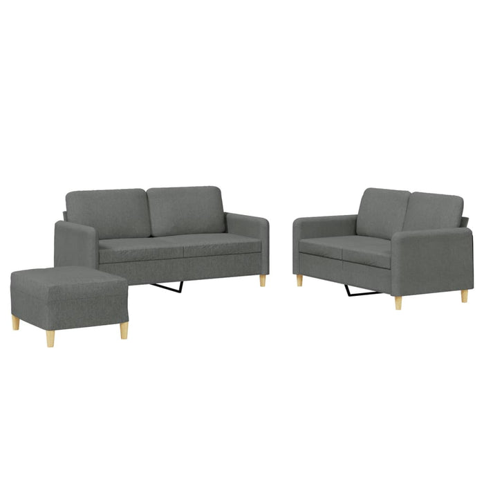 Set de canapele cu perne, 3 piese, gri închis, textil - WALTI WALTI