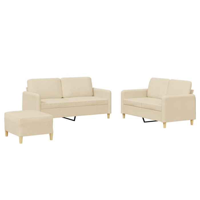 Set de canapele cu perne, 3 piese, crem, textil - WALTI WALTI