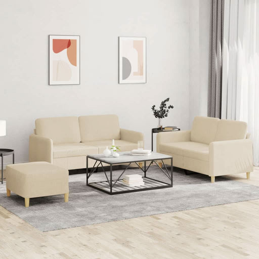 Set de canapele cu perne, 3 piese, crem, textil - WALTI WALTI