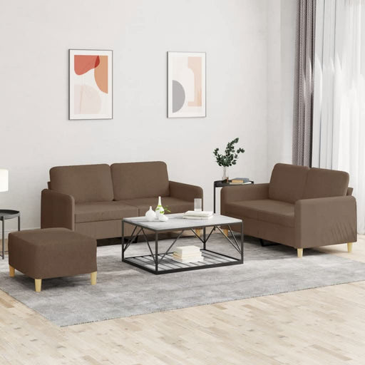 Set de canapele cu perne, 3 piese, maro, textil - WALTI WALTI