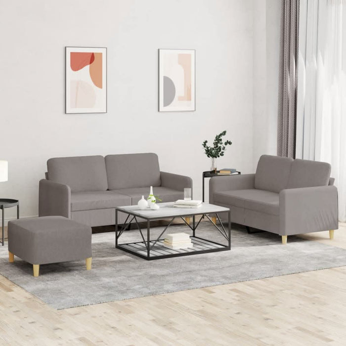 Set de canapea cu perne, 3 piese, gri taupe, material textil - WALTI WALTI