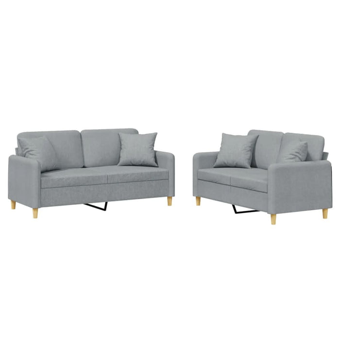 Set de canapele cu perne, 2 piese, gri deschis, material textil - WALTI WALTI