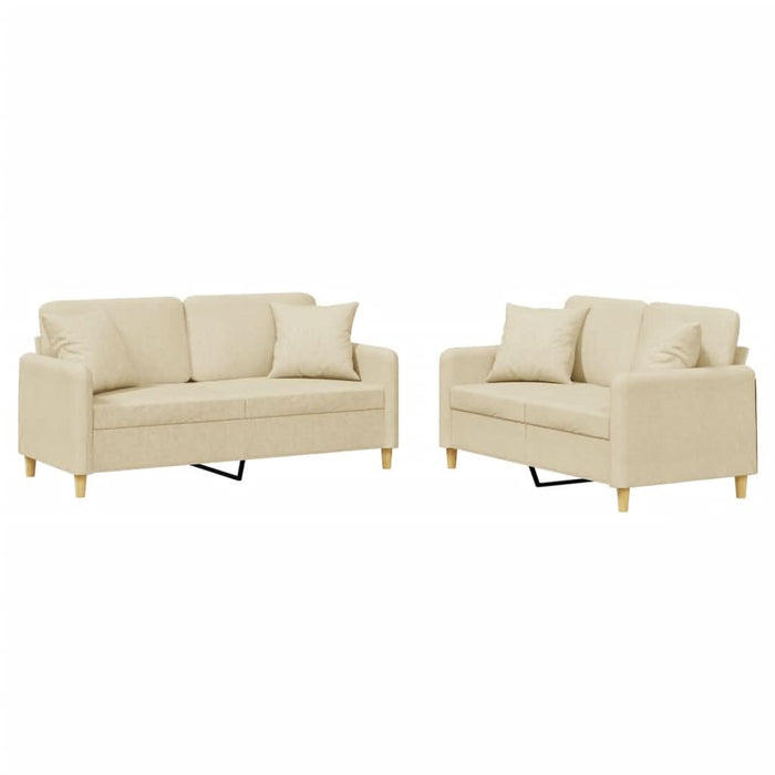 Set de canapele cu perne, 2 piese, crem, material textil - WALTI WALTI