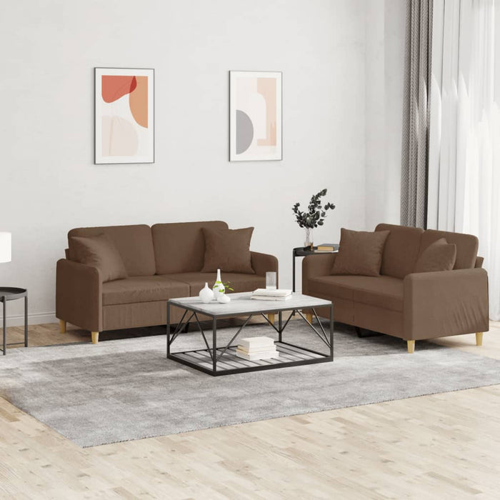 Set de canapele cu perne, 2 piese, maro, textil - WALTI WALTI