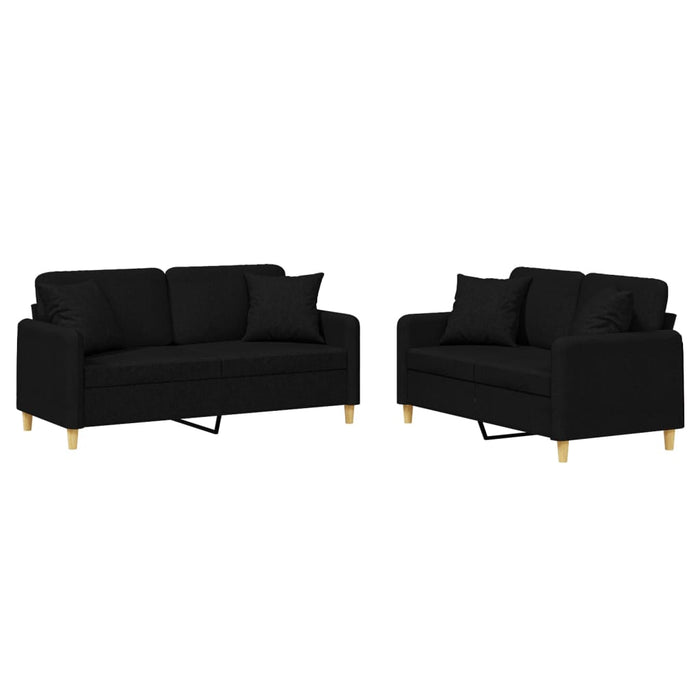 Set de canapele cu perne, 2 piese, negru, material textil - WALTI WALTI