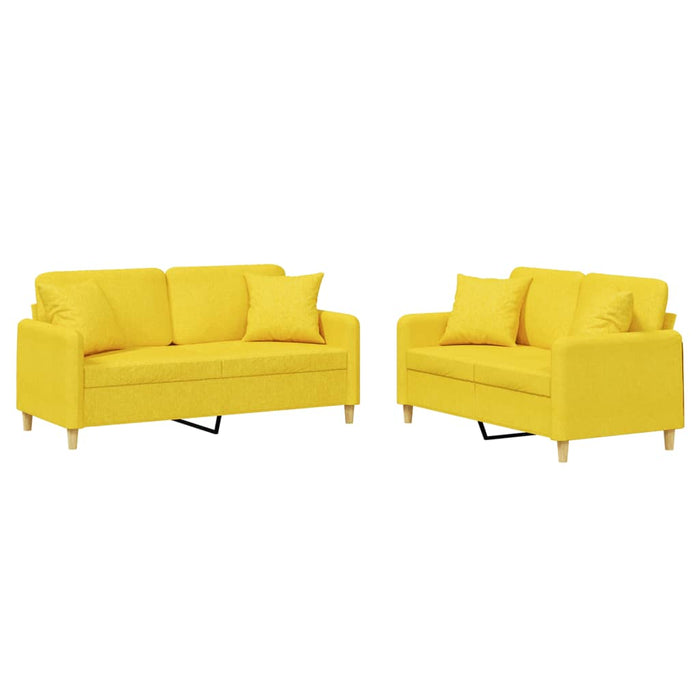 Set de canapele cu perne, 2 piese, galben deschis, textil - WALTI WALTI