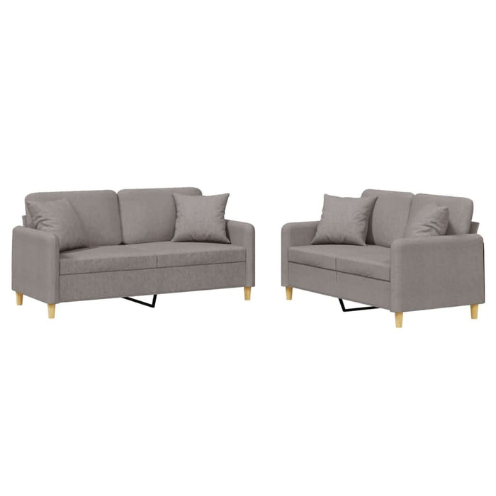 Set de canapele cu perne, 2 piese, gri taupe, textil - WALTI WALTI
